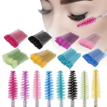 50 шт. нейлоновая кисточка для макияжа, тушь для ресниц, палочки для ресниц, бровей, одноразовая портативная кисточка Green зелёный