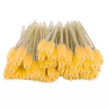 50 шт. нейлоновых кистей для макияжа, туши, ресниц, бровей, одноразовых, портативных, розово-красных жёлтый