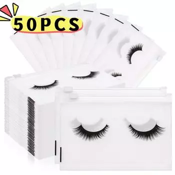 50 шт., обновленные сумки для ухода за ресницами на молнии, портативная пластиковая косметичка, косметичка для туалетных принадлежностей, косметичка для путешествий S-15x10cm