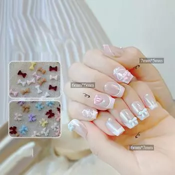 50 шт. Очаровательные 3D-лампочки для ногтей в виде банта из смолы с плоской основой, стразы для дизайна ногтей, ювелирные изделия A7