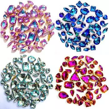 50 шт., одинарный коготь, смешанный цвет, хрустальное стекло, ручная швейная дрель, ручная работа, аксессуары для ювелирных изделий своими руками, стразы, пришивные бусины 50 pcs