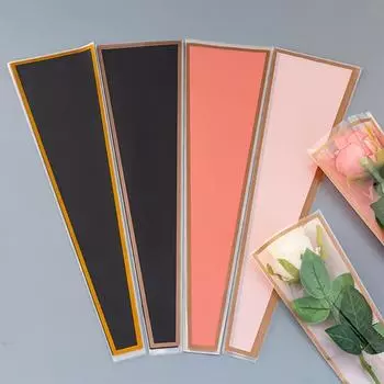 50 шт. одиночных розовых рукавов для упаковки цветов, упаковочные пакеты для букетов, прозрачные целлофановые цветочные обертки на День святого Валентина 12CMx4CMx45CM розовый