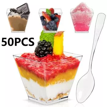 50 шт. одноразовая пластиковая чашка для мусса, чашка в форме лестницы, чашка для пудинга, чашка для десерта, торта, закуска, желе, йогурт, мусс, чашка для выпечки