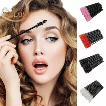 50 шт. одноразовая щеточка для ресниц, наращивание ресниц, щеточка для бровей, портативная щеточка для нанесения туши, аппликатор для макияжа глаз для женщин чёрный