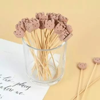 50 шт. одноразовые бамбуковые зубочистки для еды и фруктов в форме медведя для шведского стола, торта, десерта, вилки, палочки для украшения свадьбы, дня рождения, вечеринки