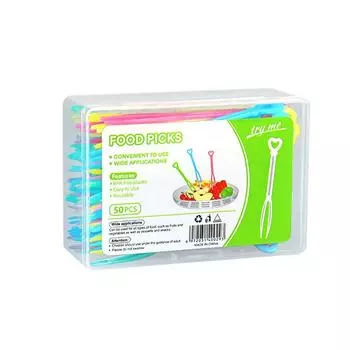 50 шт. Одноразовые вилки для дегустации тортов, закусок, креативные в форме сердца, для фруктов 50 pcs M in a box