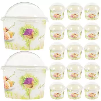 50 шт. одноразовых бумажных стаканчиков для мороженого с крышкой, идеально подходят для десертов, йогурта, торта, холодного супа, пудинга. Еще