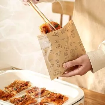 50 шт. одноразовых пакетов для упаковки пищевых продуктов, водонепроницаемых пакетов для упаковки картофеля фри, блинов S