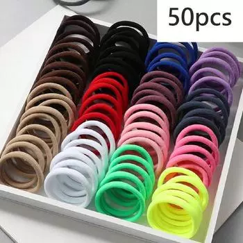 50 шт., однотонная большая резинка для волос для девочек, держатель для хвоста, эластичная повязка для волос