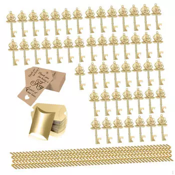 50 шт. открывалок для бутылок с бирками и лентами, коробка конфет для выпускного банкета золотой