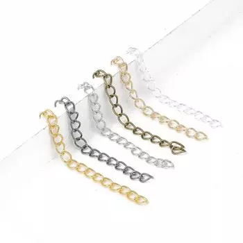 50 шт./пакет, 50/70 мм, ожерелье, удлинительная цепочка для браслета, подходят застежки-лобстеры, покрытый хвостовой соединитель, цепь, сделай сам, изготовление ювелирных изделий 4x50mm чёрный