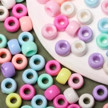 50 шт./пакет 5,5 мм x 8,5 мм, разноцветные акриловые пони, модные бусины для девочек и детей с большими отверстиями для изготовления ювелирных изделий, аксессуар для браслета и ожерелья своими руками