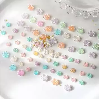 50 шт./пакет DIY украшения для ногтей 3D смола перламутровый маникюр Камелия алмазный маникюр дизайн аксессуар small