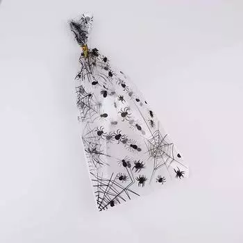 50 шт., пакет для конфет на Хэллоуин, паук, паутина, пластиковые пакеты, товары для вечеринки на Хэллоуин, упаковка для печенья, декор для вечеринки 50pcs