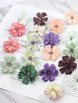 50 шт./пакет, мини-шелковый цветок ромашки, головка 4,5 см, искусственный цветок, накладной цветок для свадьбы, украшения дома, вечеринки оранжевый