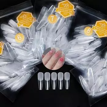 50 шт./пакет накладные ногти долговечные ультратонкие Т-образные прозрачные искусственные кончики для дизайна ногтей 9