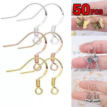 50 шт./пакет, серебряные крючки для сережек, аксессуары для изготовления сережек, детали для сережек, французские проволочные крючки, гипоаллергенные ювелирные изделия, сделай сам 15mm серебряный