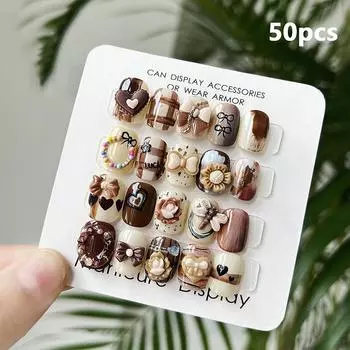 50 шт./пакет, смоляные бантики для ногтей, детали для украшения ногтей, 3D-аксессуары для дизайна маникюра своими руками