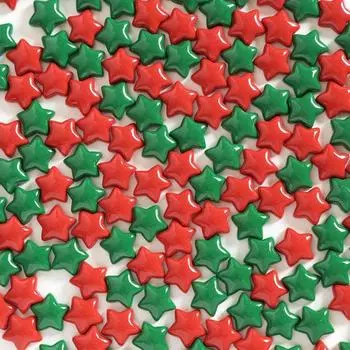 50 шт./пакет, украшенная рождественскими украшениями красная, темно-зеленая пятиконечная звезда, аксессуары из смолы, крем для самостоятельного изготовления, чехол для телефона, шпилька, материал для звезд красный