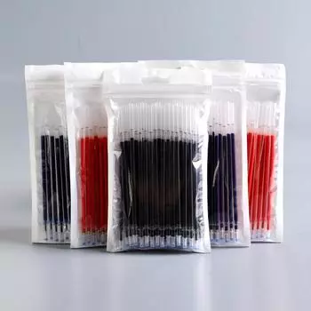 50 шт./пакет, универсальный, 0,38 мм, игольчатый наконечник, гелевая ручка, сменный стержень, черные, синие, красные чернила, сменный стержень, длина 13 см, офисные школьные письменные принадлежности 50pcs чёрный