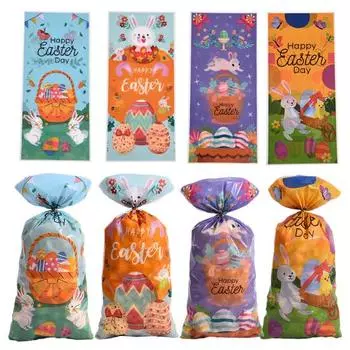 50 шт., пакеты для конфет с пасхальным кроликом, большая емкость, с мультяшным узором, милая упаковка для конфет и печенья, вечерние подарочные пакеты A