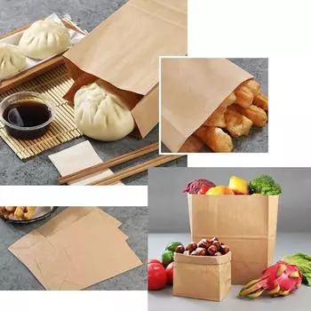 50 шт., пакеты из крафт-бумаги, небольшой подарочный пакет для еды, чая, сэндвич-пакетов для хлеба, упаковка для вечеринок, экологически чистая сумка на вынос 50pcs