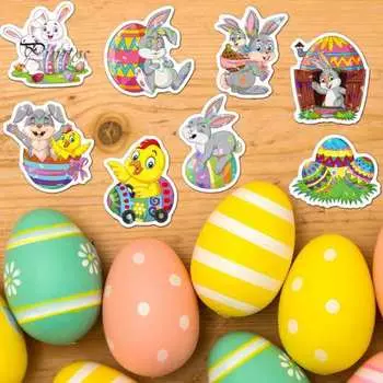 50 шт. пасхальная наклейка с кроликом и яйцом, виниловые наклейки, водонепроницаемая мультяшная наклейка для бутылок с водой, ноутбука C