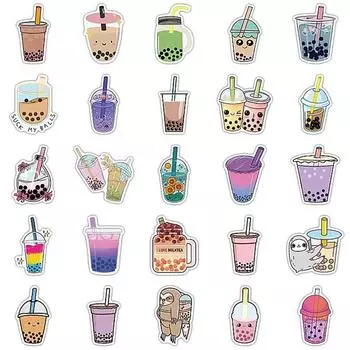 50 шт. перламутровые наклейки с изображением молочного чая на гитару, чемодан, ноутбук, шлем, ПВХ-наклейка с граффити