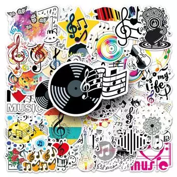 50 шт. персонализированные наклейки с музыкальными символами, креативные мультяшные украшения Guka, граффити-скейтборд, наклейки на чашку воды для багажа
