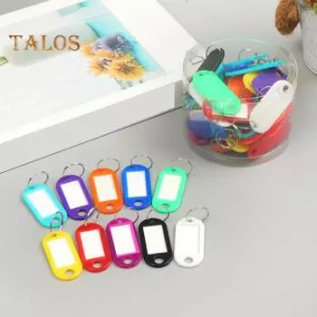 50 шт. Пластиковые брелки для ключей, идентификационные бирки с раздельным кольцом для ключей, бумажная вставка, брелки для ключей, писчая бумага, органайзер для ключей розовый