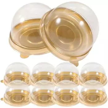 50 шт. Пластиковые коробки для лунных пряников, одноразовые круглые коробки для кексов с хрустящей корочкой, подносы для десертов и муссов 7X7X4.8CM чёрный