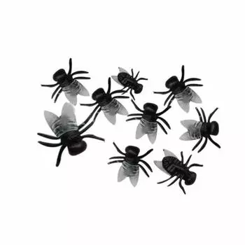 50 шт. пластиковые мухи для Хэллоуина, шуточные игрушки, украшение чёрный