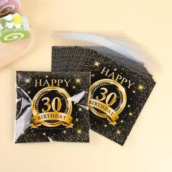 50 шт. Пластиковые пакеты для конфет, пакет для печенья на день рождения, самоклеящийся пакет для конфет на 30-й, 40-й день рождения, подарочный пакет для упаковки as shown