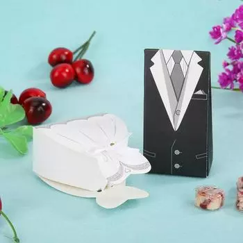 50 шт., платье для жениха и невесты, коробки для конфет, свадебные сувениры, сумки, подарочные принадлежности для вечеринок