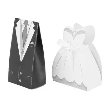 50 шт., платье для жениха и невесты, коробки для конфет, свадебные сувениры, сумки, подарочные принадлежности для вечеринок