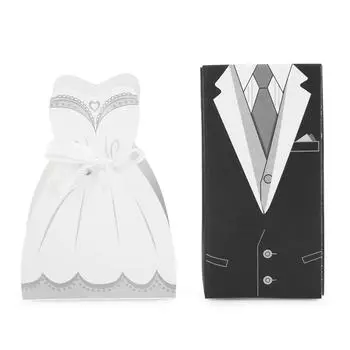 50 шт., платье для жениха и невесты, коробки для конфет, свадебные сувениры, сумки, подарочные принадлежности для вечеринок