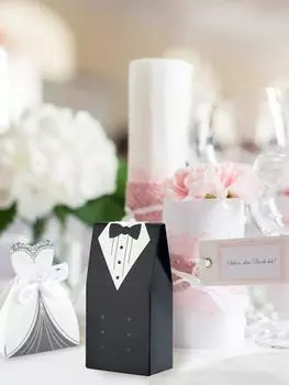 50 шт. платье смокинг свадебная вечеринка подарочные коробки подарочные коробки винтажные свадебные сумки для угощений оптом с лентой для дня рождения девичник гости украшения вечеринка чёрный