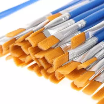 50 шт. плоская кисть с нейлоновой щетиной, маленькие кисти оптом для детальной живописи 17cm