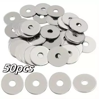 50 шт. Плоские шайбы M6 из нержавеющей стали 304 - Оцинкованные утолщенные металлические прокладки для внутреннего и наружного использования, не ржавеющие 6x20x1,5 мм чёрный