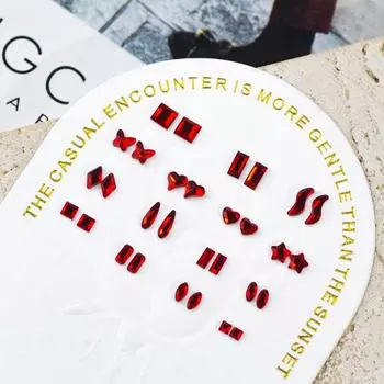50 шт. плоских украшений для ногтей с бриллиантами, мини-маникюр, бриллианты K9 особой формы, красные украшения для маникюра, декоративные 2*4mm красный