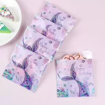 50 шт. подарочных пакетов для вечеринки в стиле русалки, упаковочная сумка для конфет, печенья, сумка для угощений в стиле русалки для детей, товары для дня рождения для девочек, декор для вечеринки в стиле русалки as shown