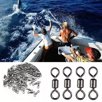 50 шт., подшипник, вращающийся вертлюг, твердые кольца, разъем для рыболовных приманок из нержавеющей стали, аксессуары для рыболовных снастей на карпа 50pcs