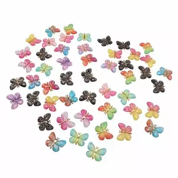 50 шт. Подвеска в виде бабочки, разноцветные акриловые украшения в виде бабочек для сережек, браслетов, сделай сам