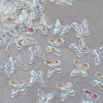 50 шт. подвески для дизайна ногтей в виде бантов Aurora, украшения для ногтей своими руками, детали для дизайна ногтей из смолы, 3D-бабочки, аксессуары для маникюра, салонные принадлежности