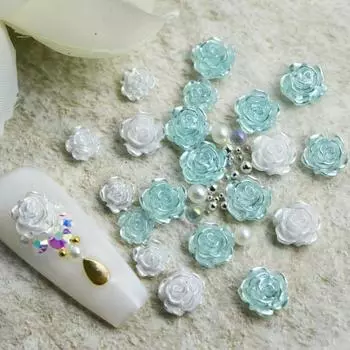 50 шт. подвески для ногтей легко вставить DIY несколько цветов нежные художественные украшения камелии украшения для салона синий