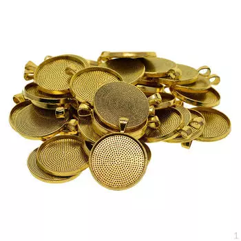 50 шт. Подвесные подставки для круглых кабошонов с оправой, диаметр 30 мм - золотистые