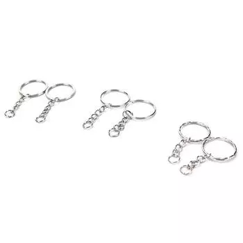 50 шт. полированные серебряные брелоки для ключей, брелок, короткое кольцо, фурнитура для ювелирных изделий
