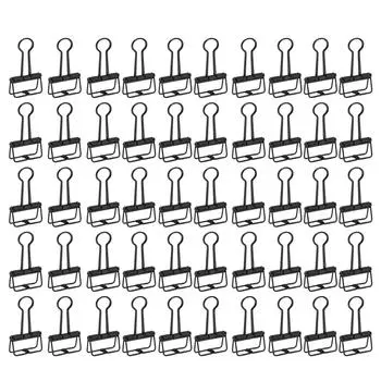 50 шт. полых металлических зажимов для бумаги, для документов, отчетов об испытаниях, черного цвета чёрный