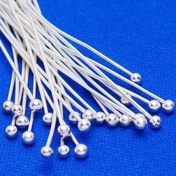 50 шт. посеребренные шпильки в виде шариков — 2 дюйма