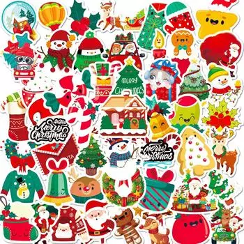 50 шт. праздничные рождественские тематические наклейки для телефона ноутбука автомобиля детей рождественские водонепроницаемые наклейки